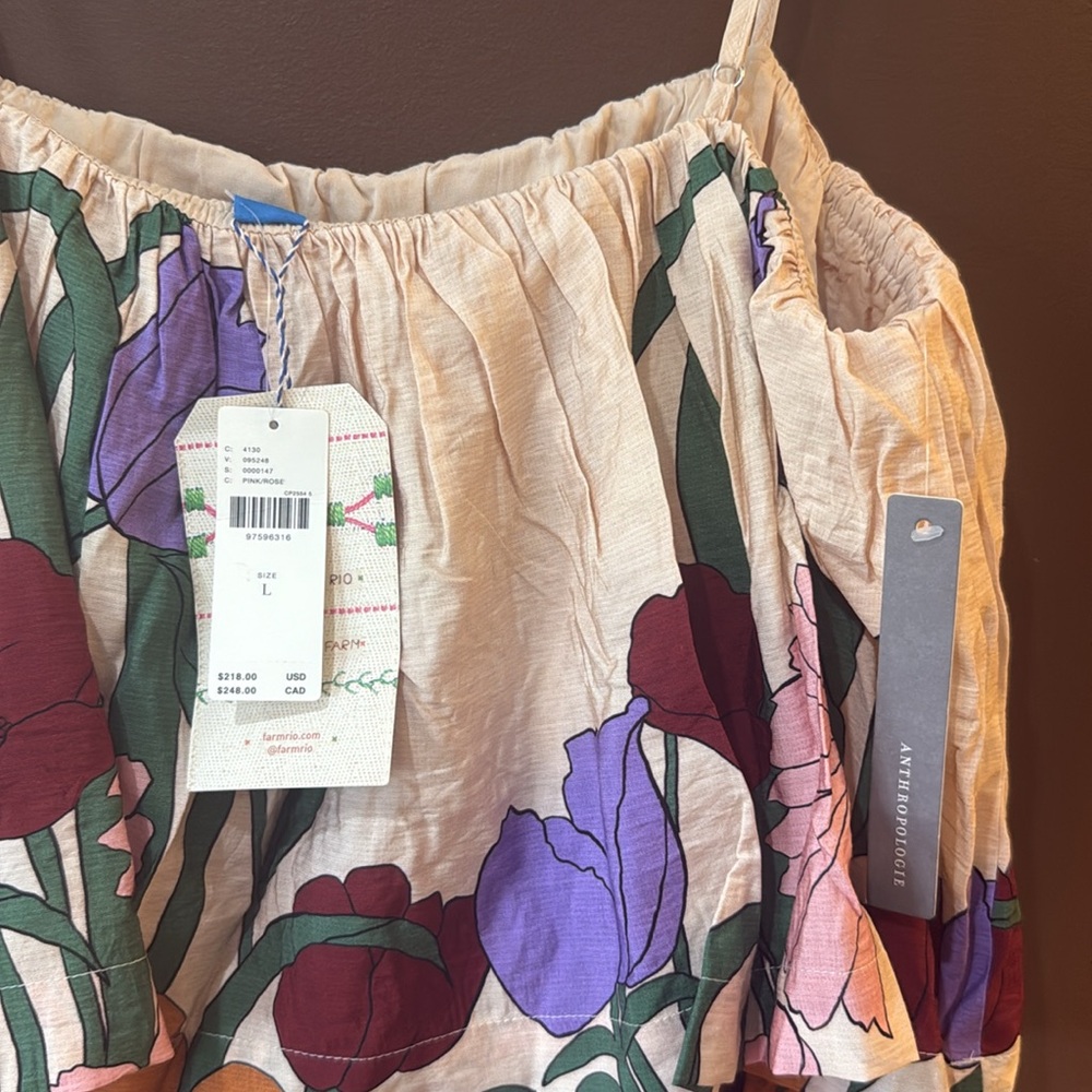 NWT FARM RIO for Anthropologie Tiered Floral Mini Dress - Picture 7 of 13
